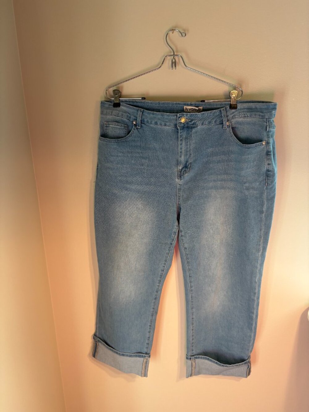 Luvamia High Waisted Straight Leg Cuffed Jeans - 2XL Plus Size